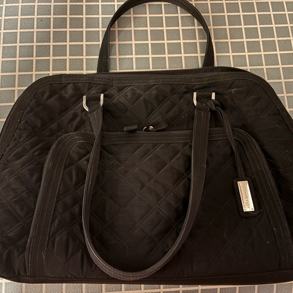Vera Bradley Black/Leopard Quilted WorkTote with Laptop Pouch